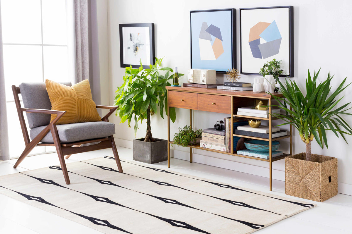 Smartt Beige&Black Premium Wool Rug - Clearance