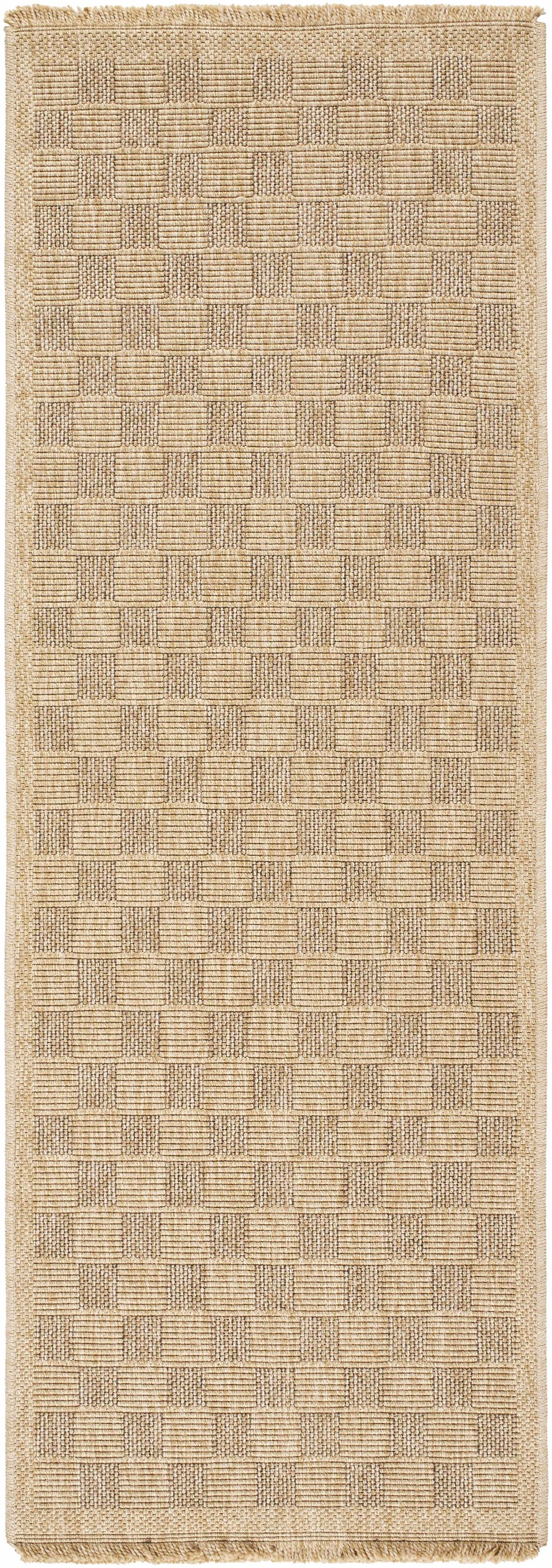 Jurek Beige Checkered Outdoor Area Rug