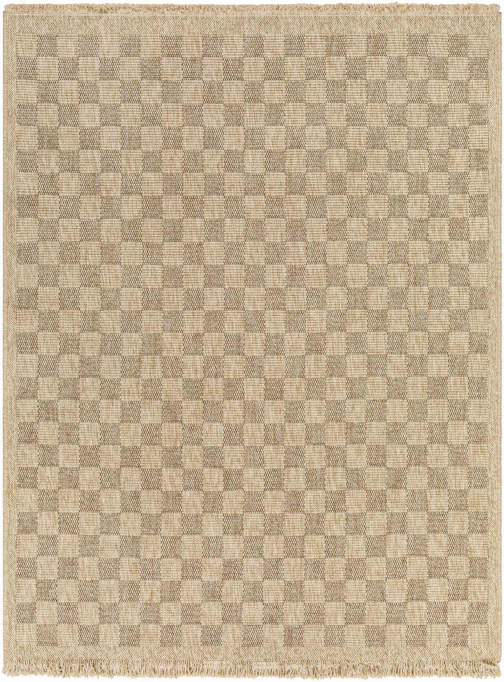 Jurek Beige Checkered Outdoor Area Rug