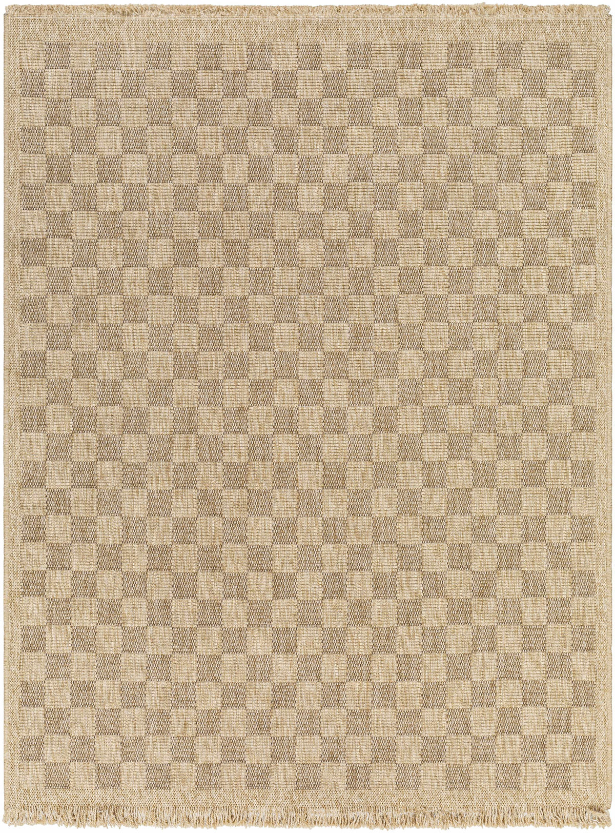 Jurek Beige Checkered Outdoor Area Rug