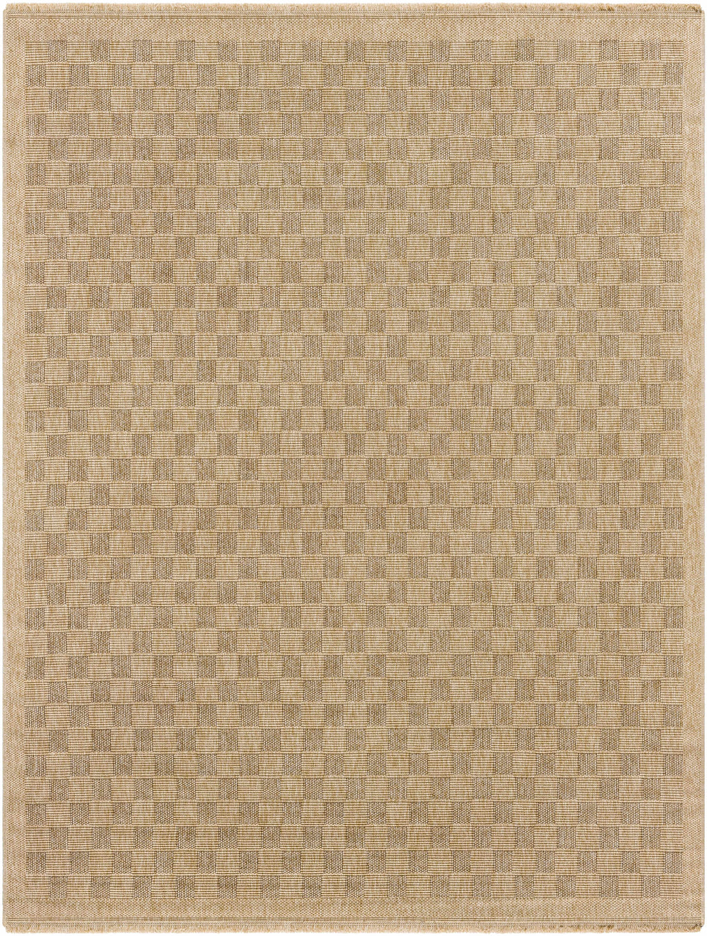 Jurek Beige Checkered Outdoor Area Rug