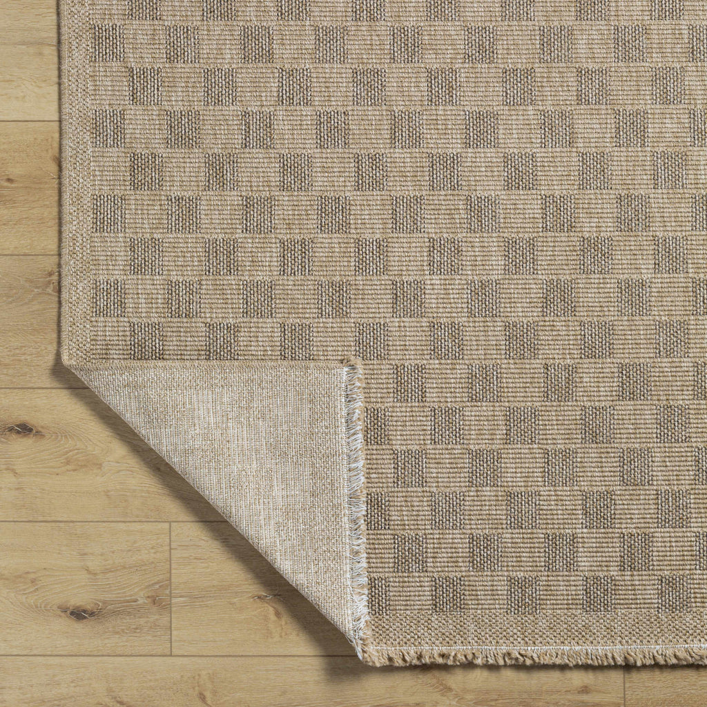 Jurek Beige Checkered Outdoor Area Rug