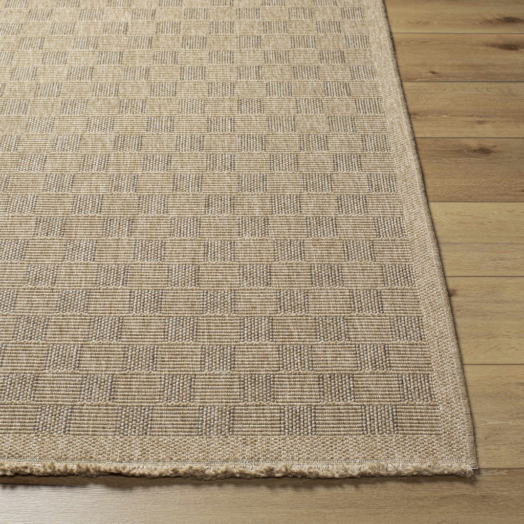 Jurek Beige Checkered Outdoor Area Rug
