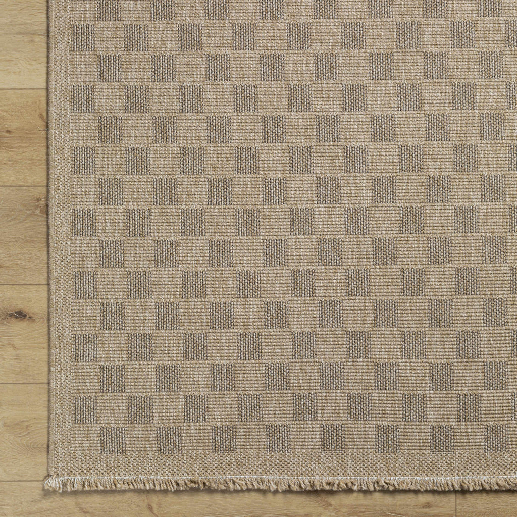 Jurek Beige Checkered Outdoor Area Rug