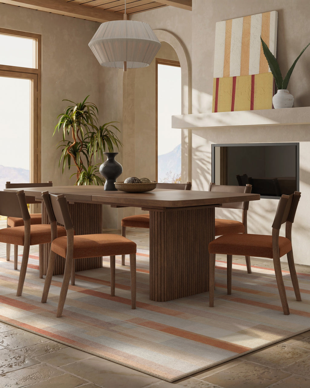 Solar Drift Rust & Grey Flatwoven Rug