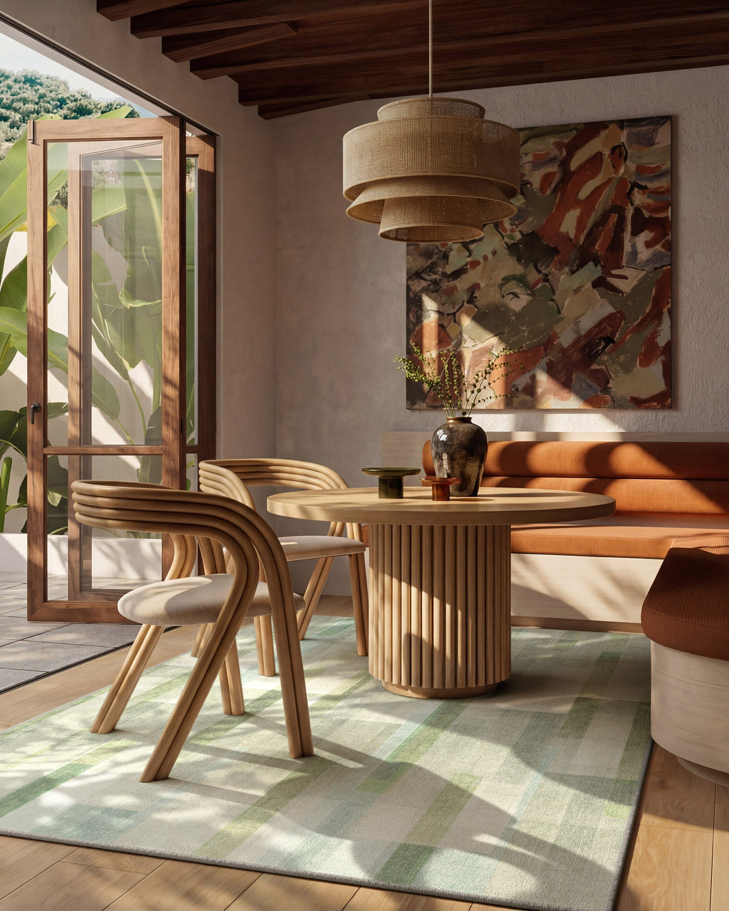 Solar Drift Silver Green Flatwoven Rug
