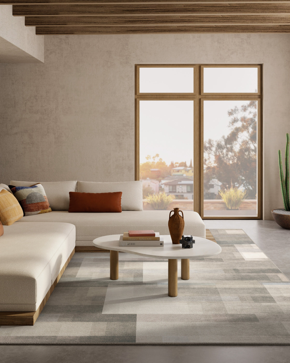 Solar Drift Warm Grey Flatwoven Rug
