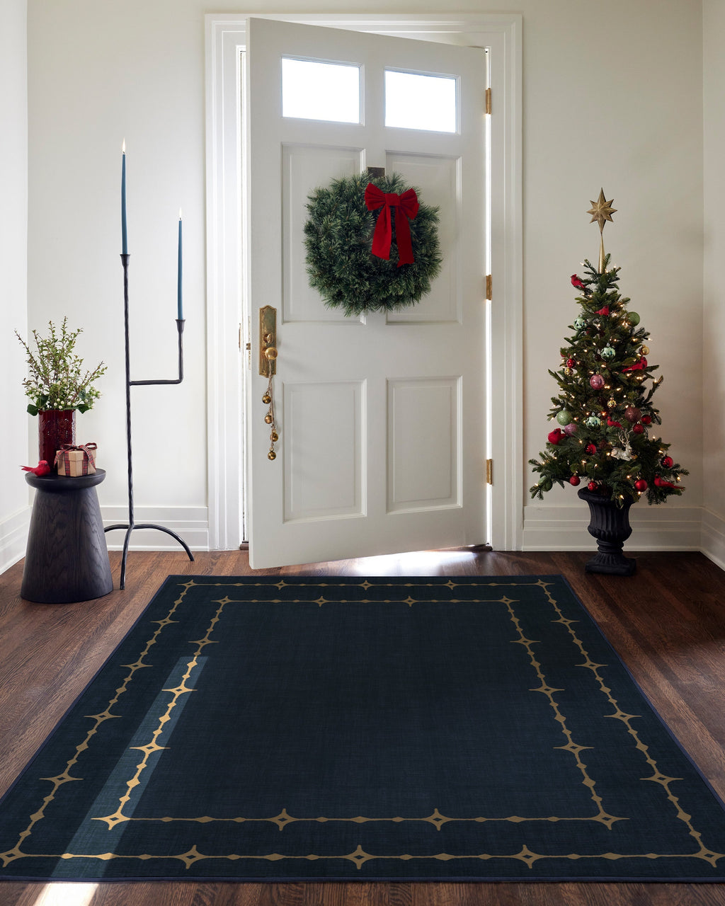Sparkle Border Dark Navy Rug