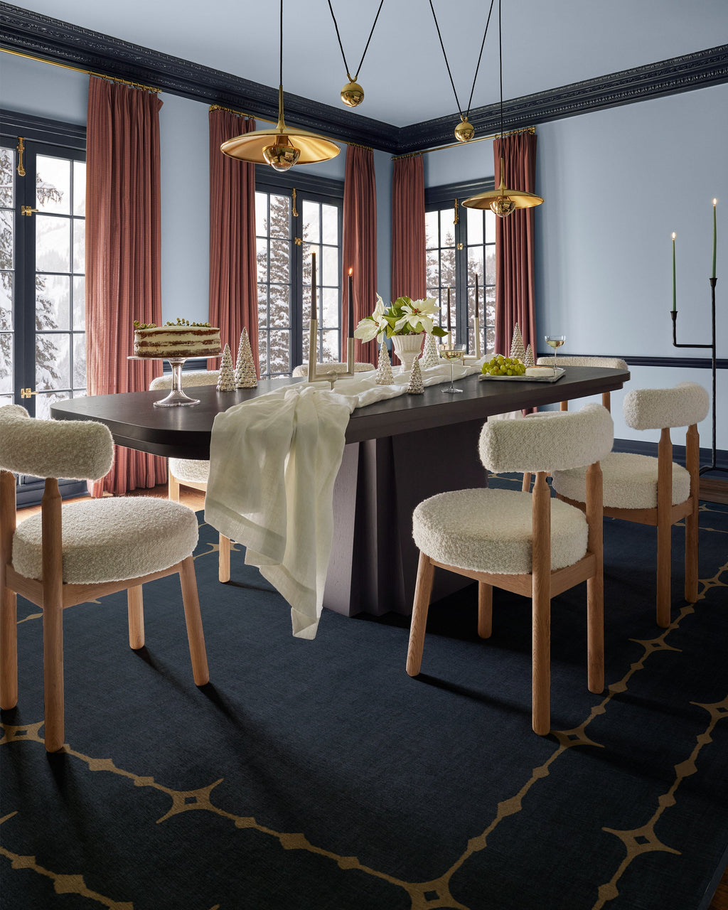 Sparkle Border Dark Navy Flatwoven Rug