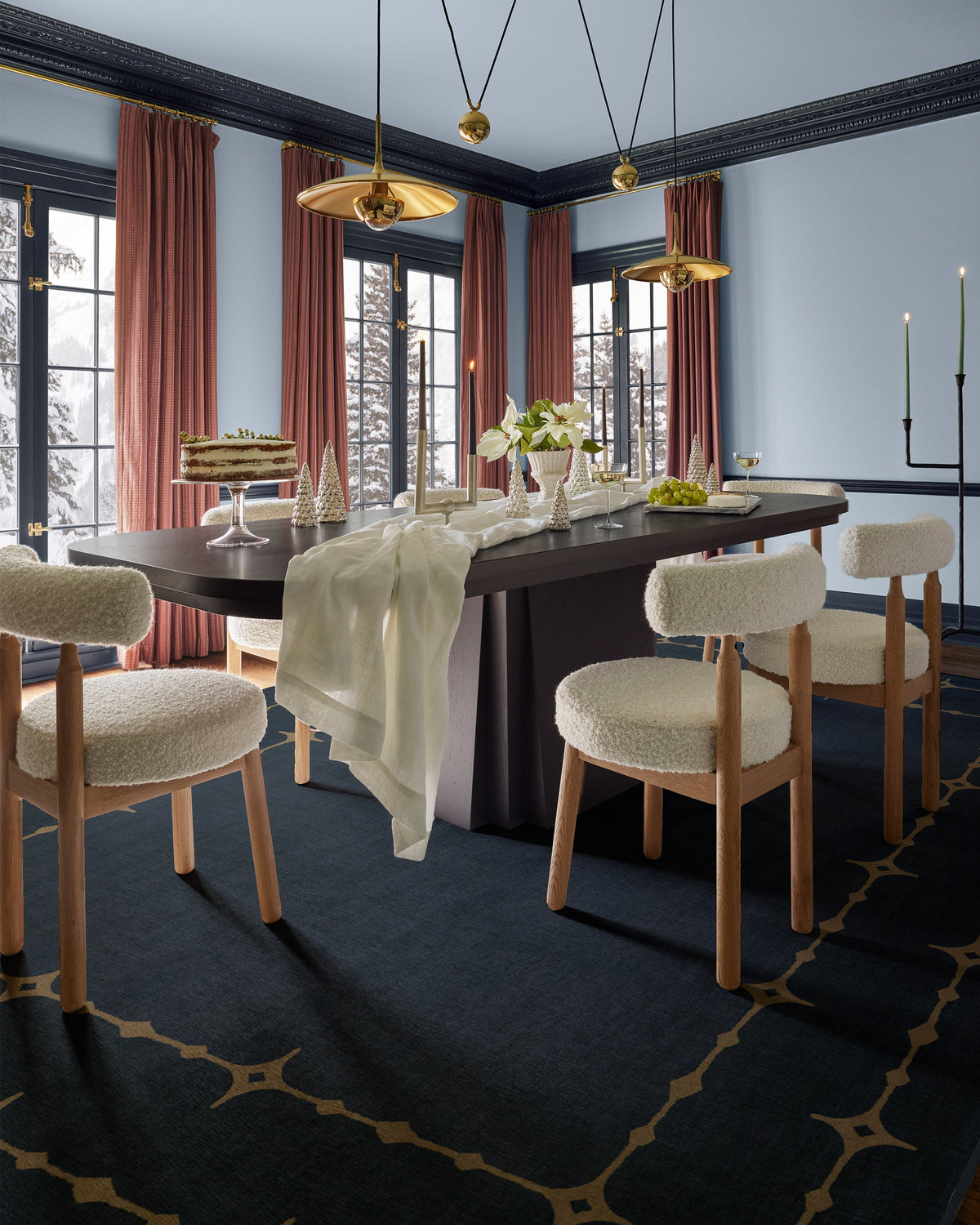 Sparkle Border Dark Navy Flatwoven Rug