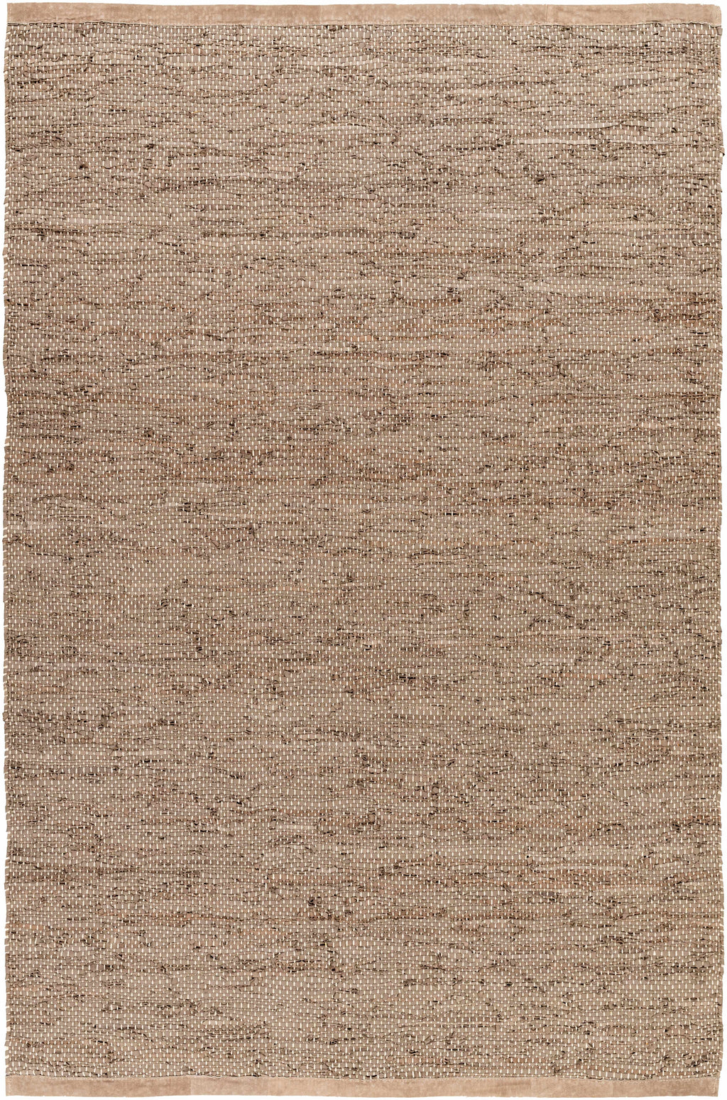 Aneko Khaki Handwoven Leather Rag Carpet - Clearance
