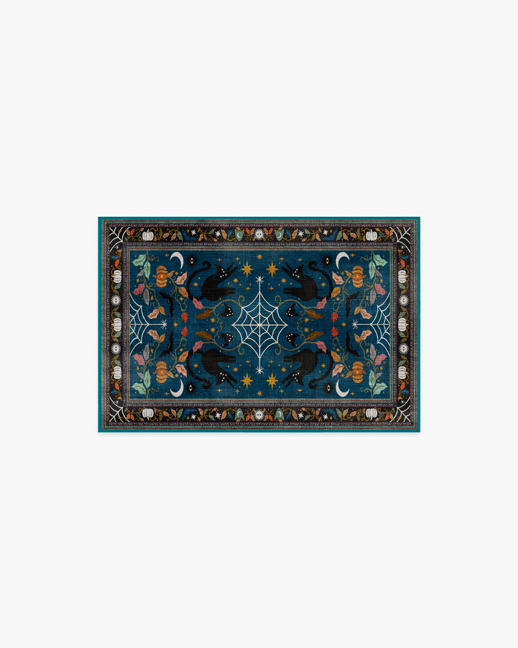 Spooky Purrsian Midnight Multicolor Flatwoven Rug