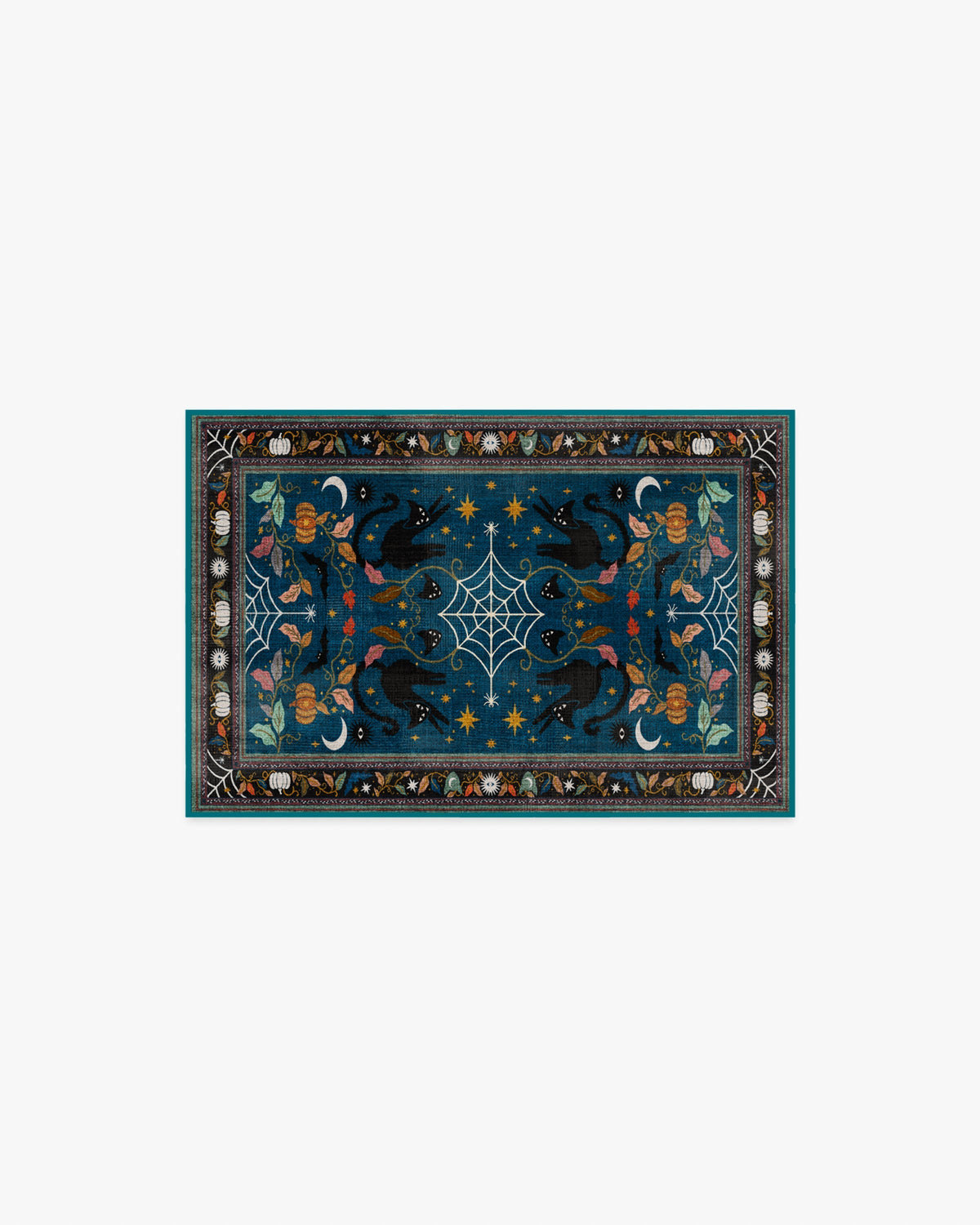 Spooky Purrsian Midnight Multicolor Flatwoven Rug