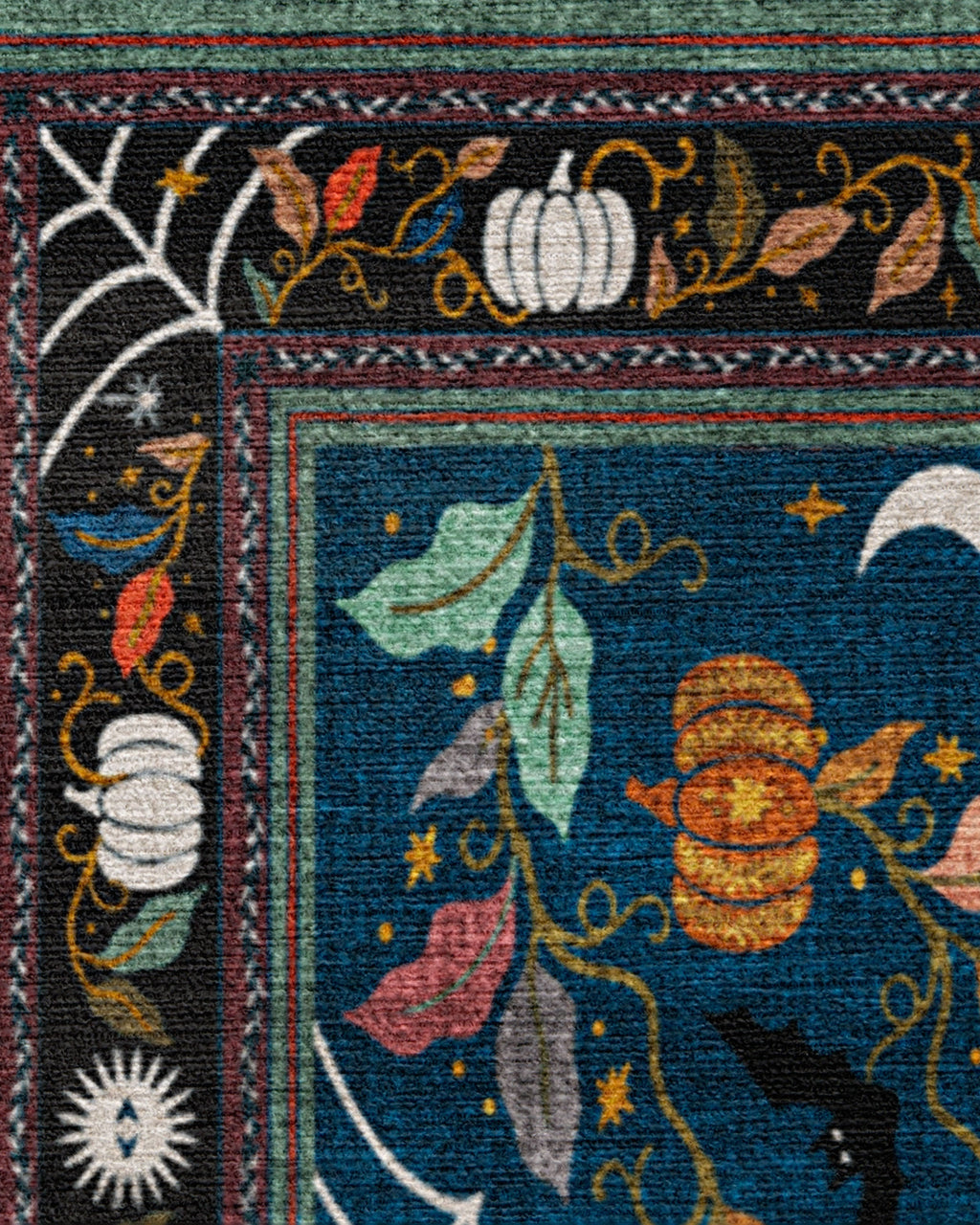 Spooky Purrsian Midnight Multicolor Flatwoven Rug