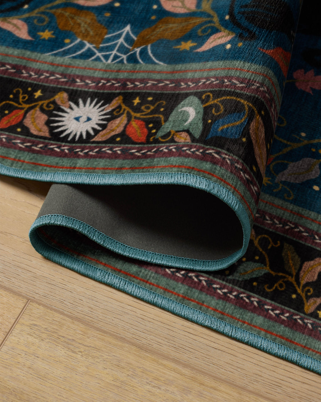 Spooky Purrsian Midnight Multicolor Flatwoven Rug