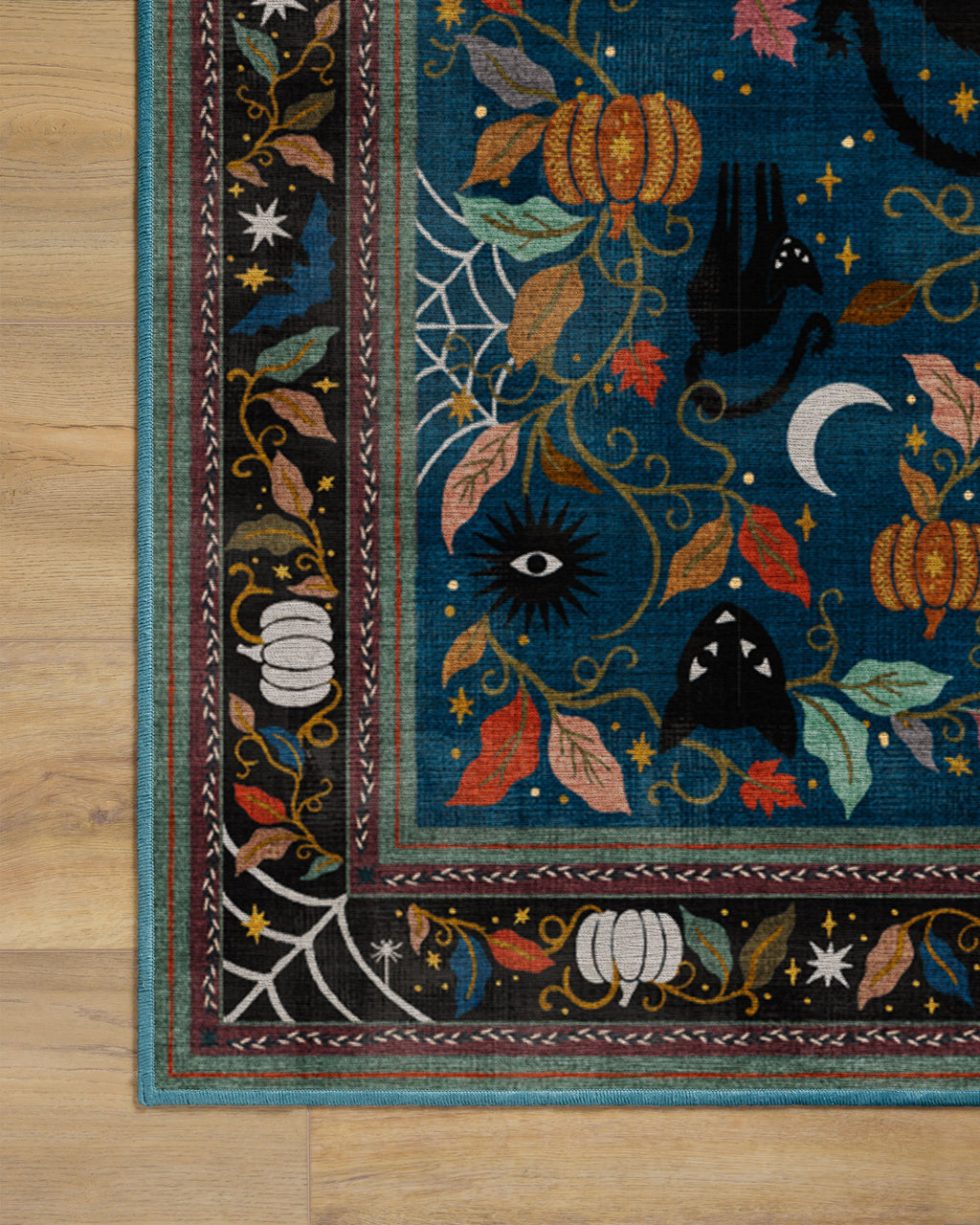 Spooky Purrsian Midnight Multicolor Flatwoven Rug