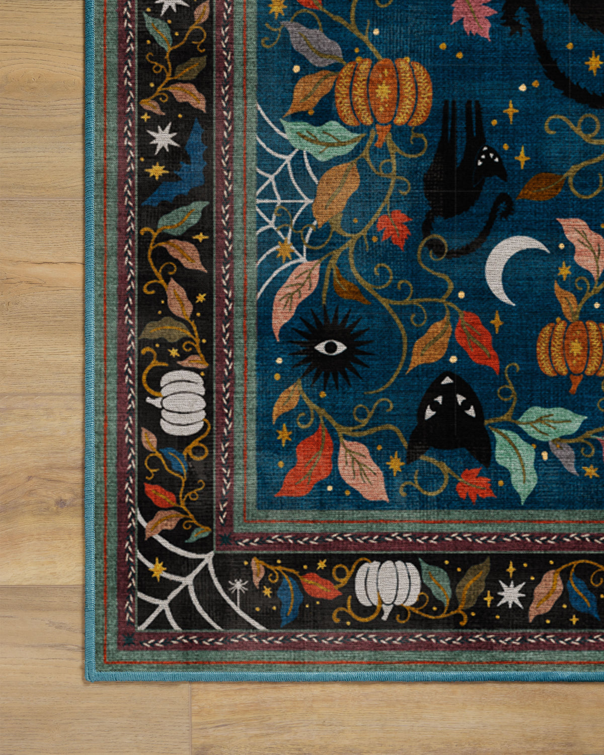 Spooky Purrsian Midnight Multicolor Flatwoven Rug