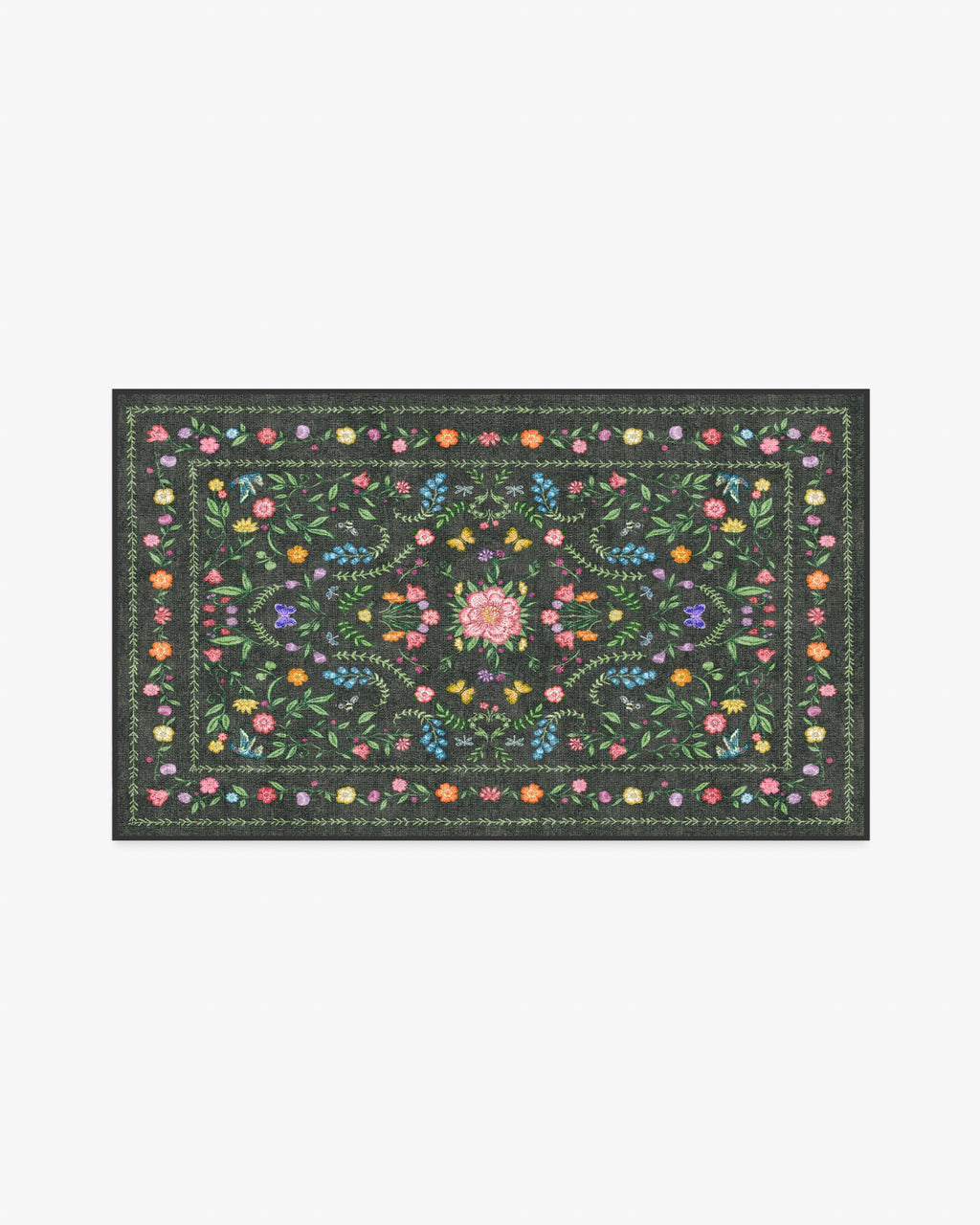 Springtime Lullaby Charcoal Multicolor Flatwoven Rug