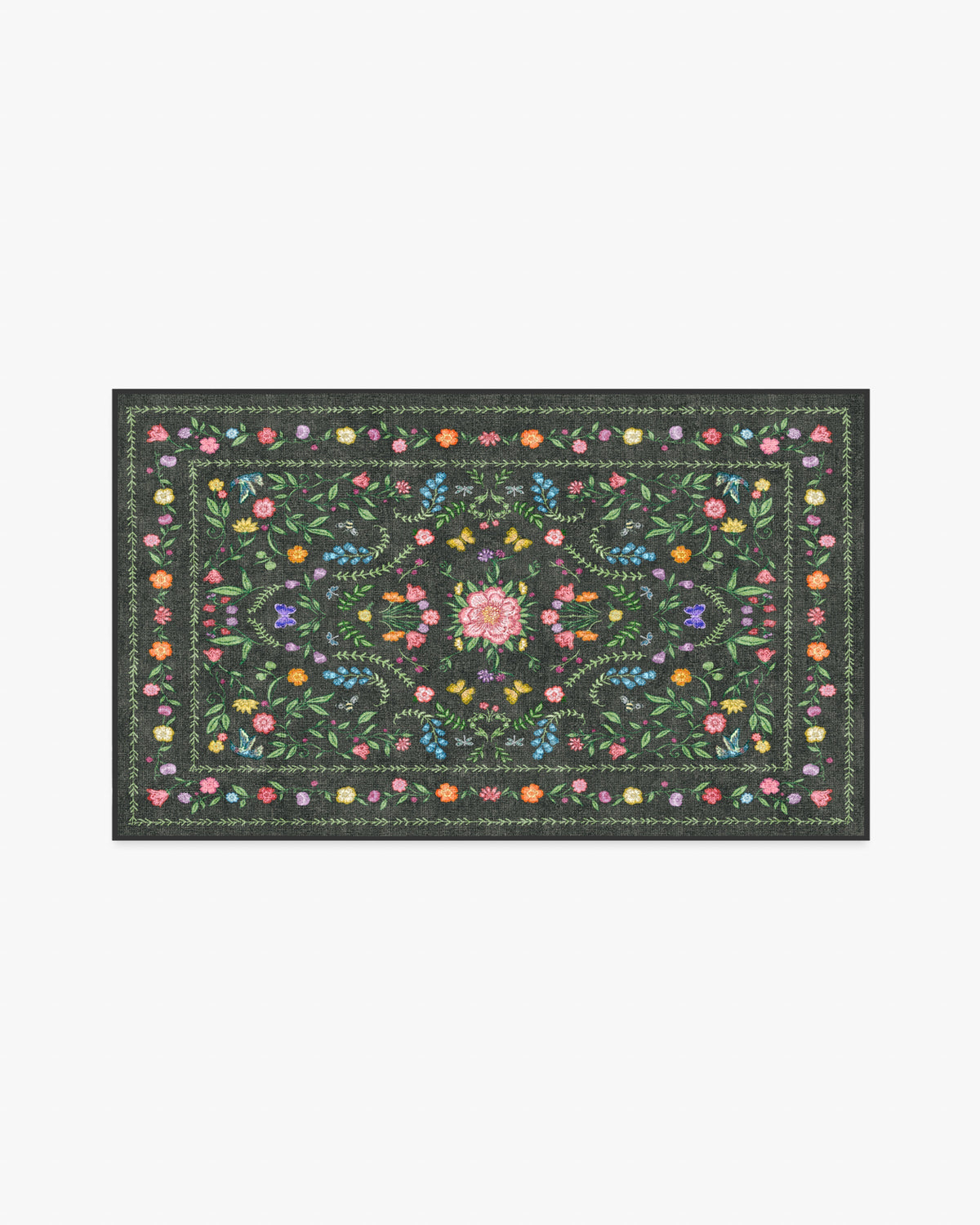 Springtime Lullaby Charcoal Multicolor Flatwoven Rug