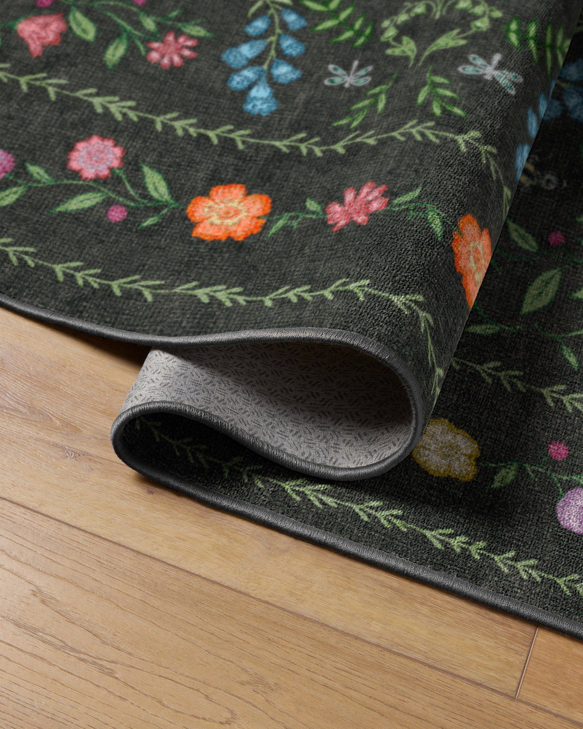 Springtime Lullaby Charcoal Multicolor Rug