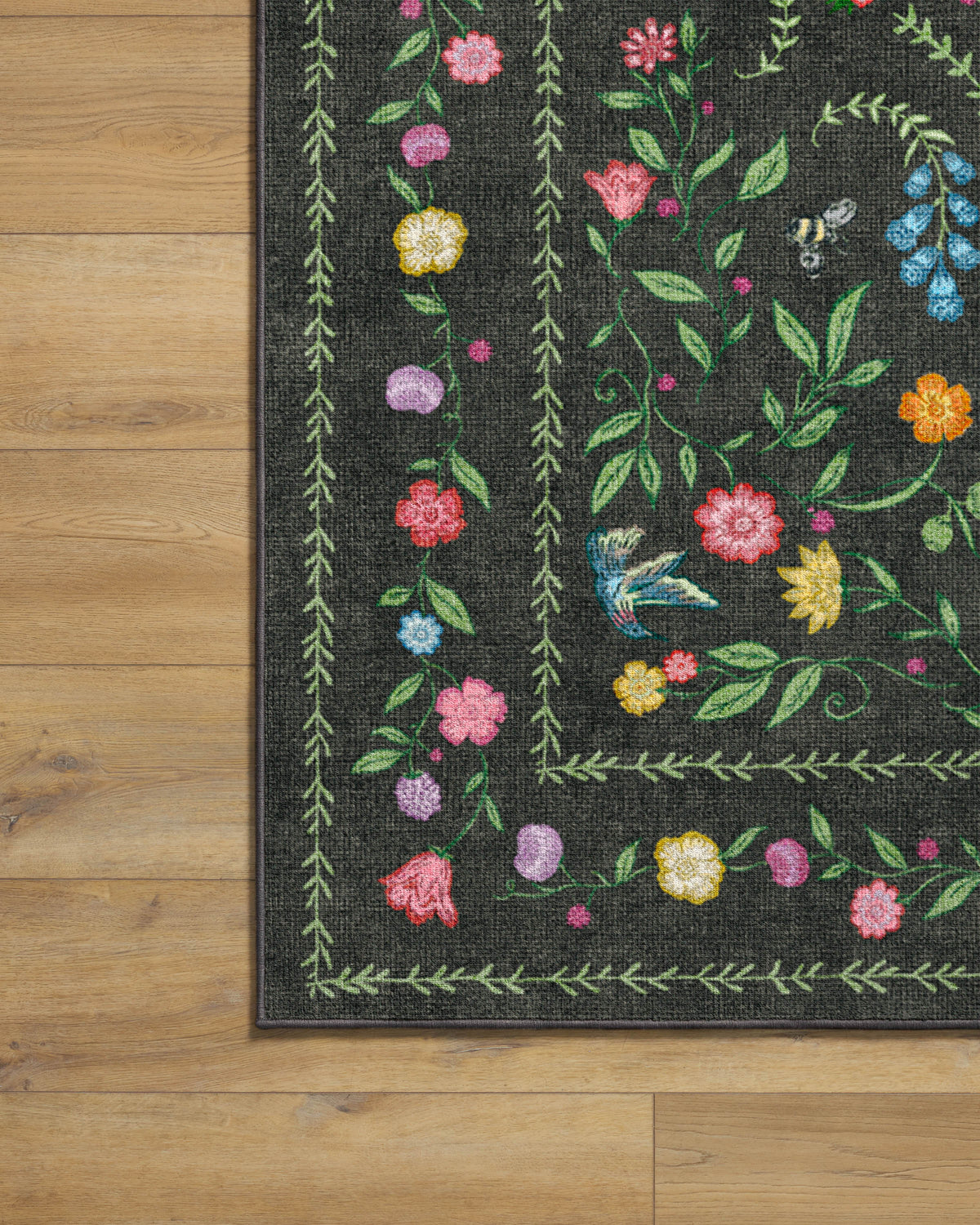 Springtime Lullaby Charcoal Multicolor Rug