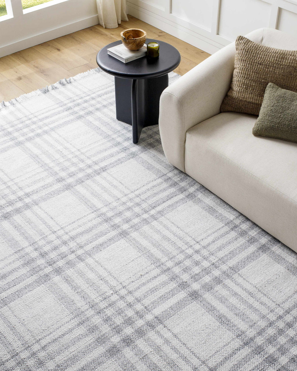 Inara Gray Plaid Area Rug - Clearance