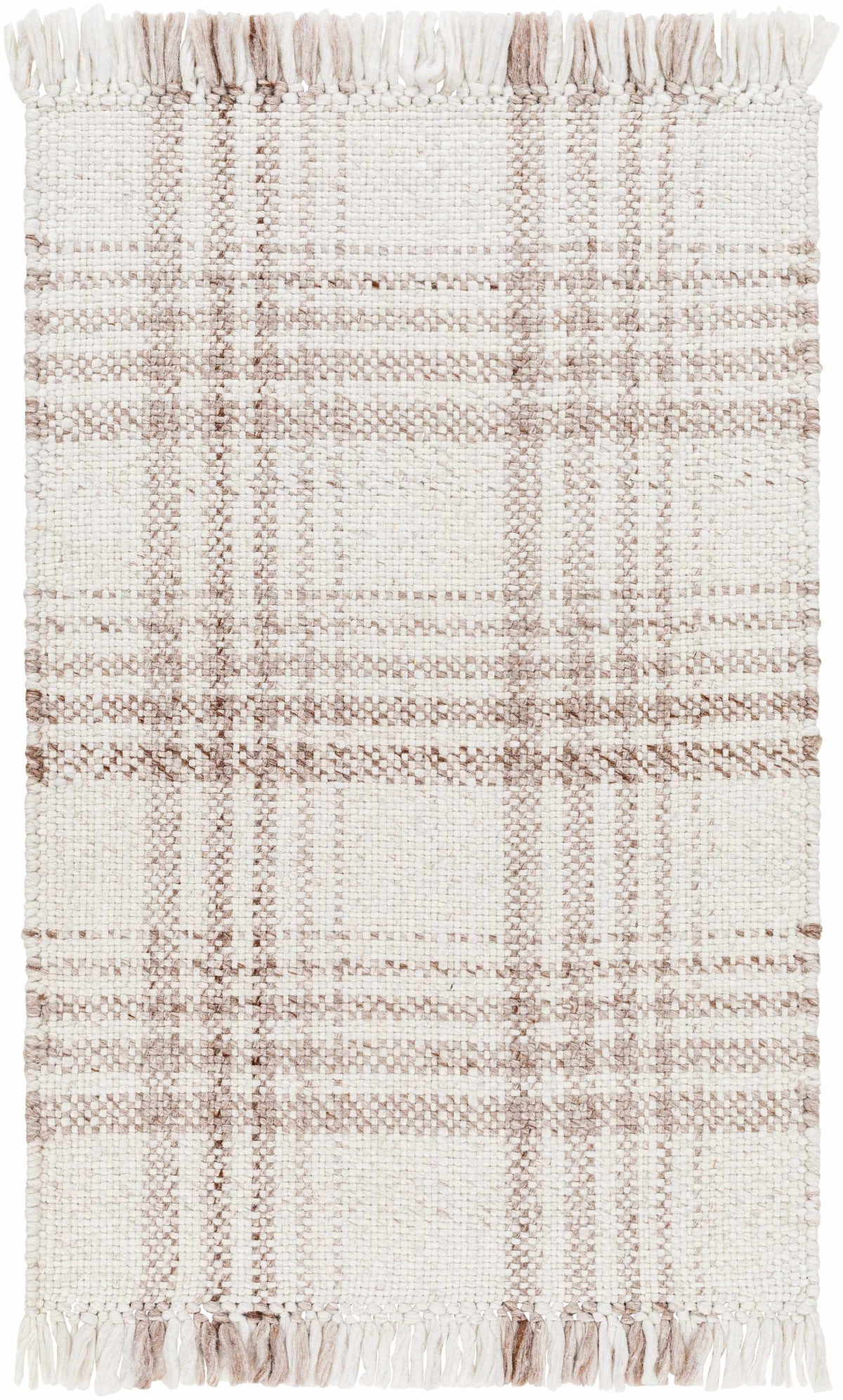 Inara Light Brown Plaid Hand Woven Area Rug