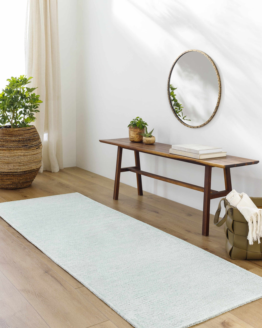 Isako Seafoam Solid Washable Area Rug - Clearance