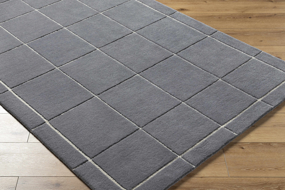 Siarl Dark Gray Checkered Area Rug