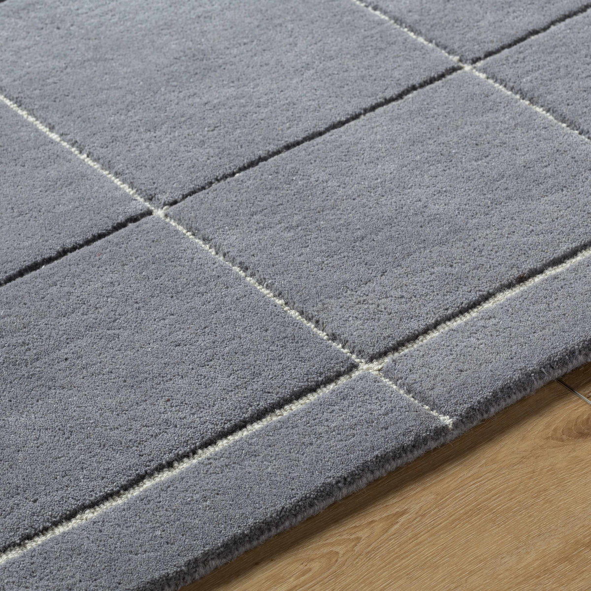 Siarl Dark Gray Checkered Area Rug