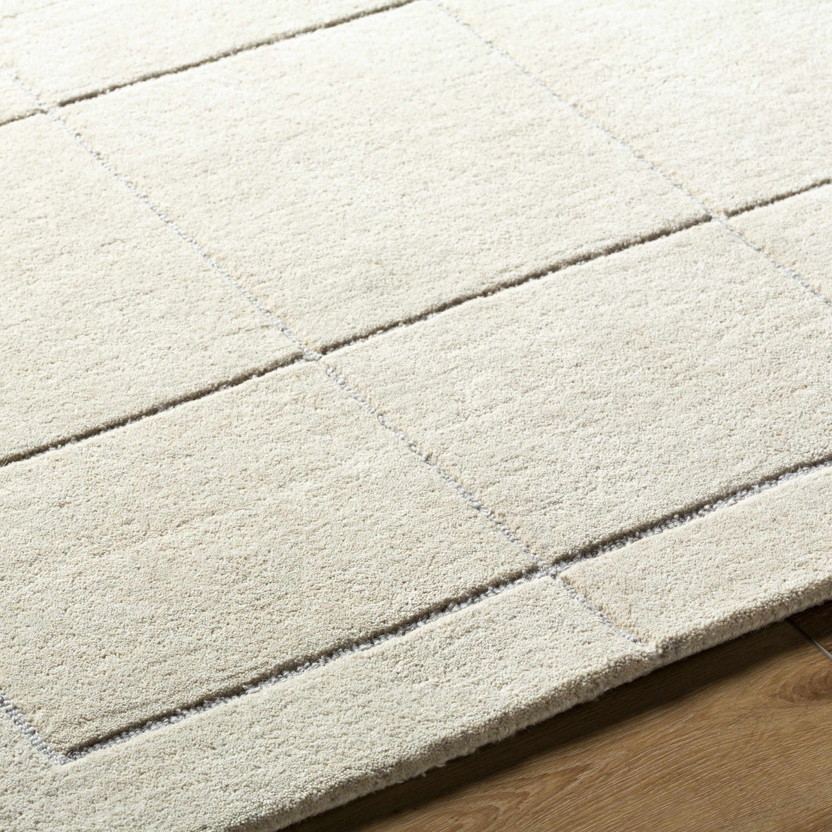 Siarl Cream Checkered Area Rug