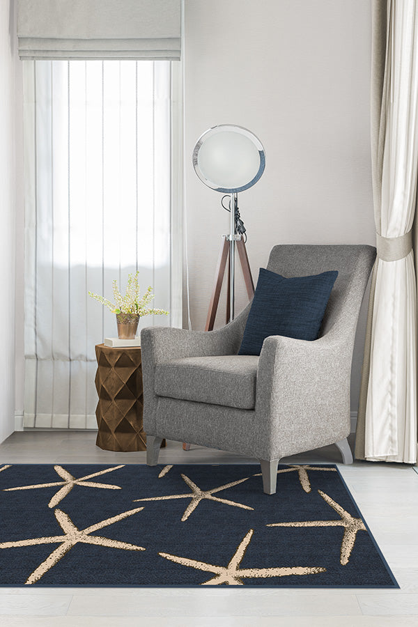 Starfish Navy Flatwoven Rug