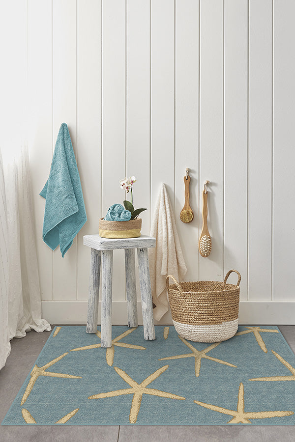 Starfish Pale Blue Flatwoven Rug