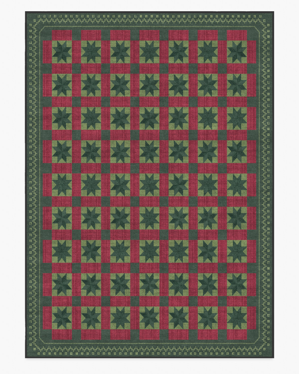 Starling Green & Red Rug
