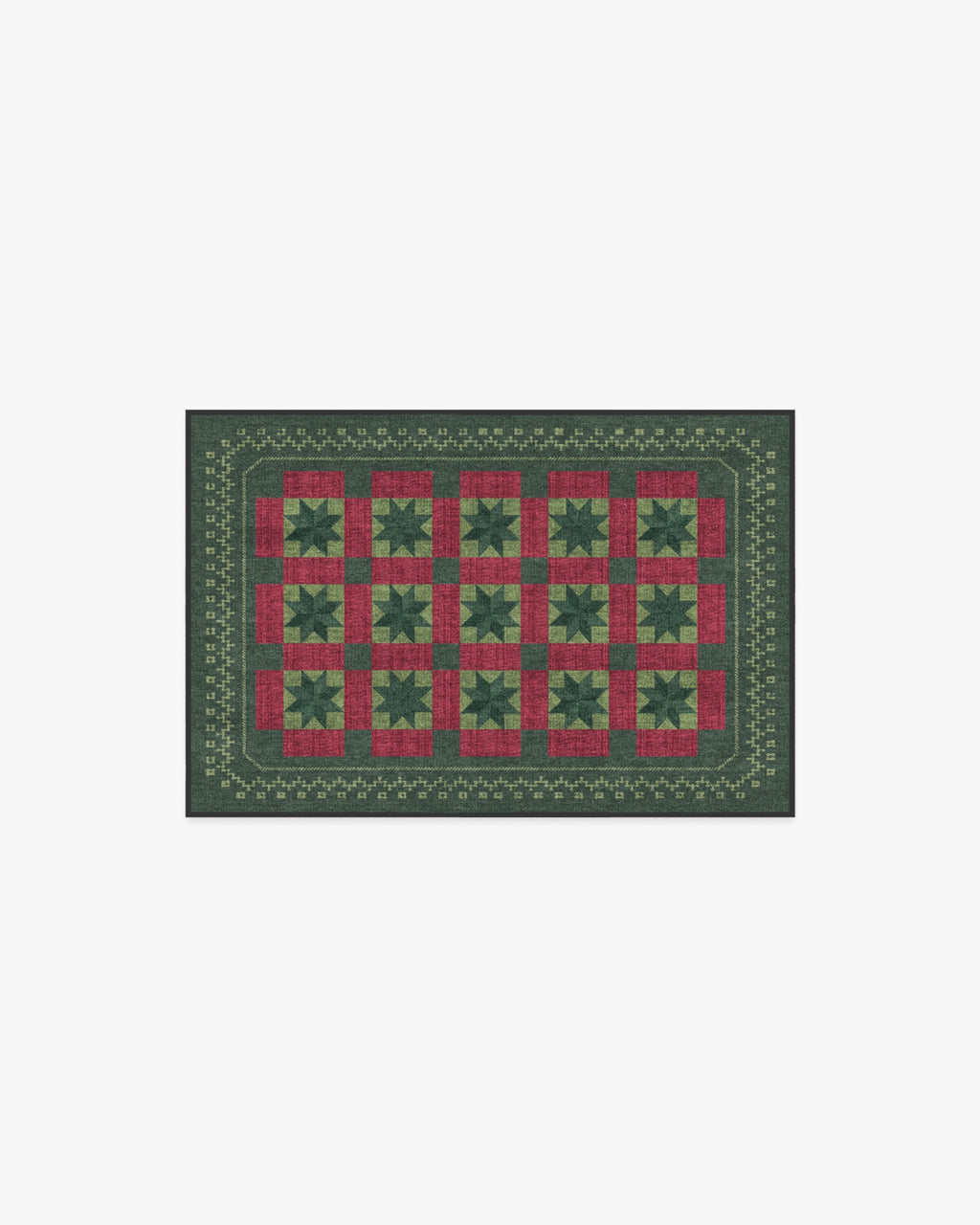 Starling Green & Red Rug