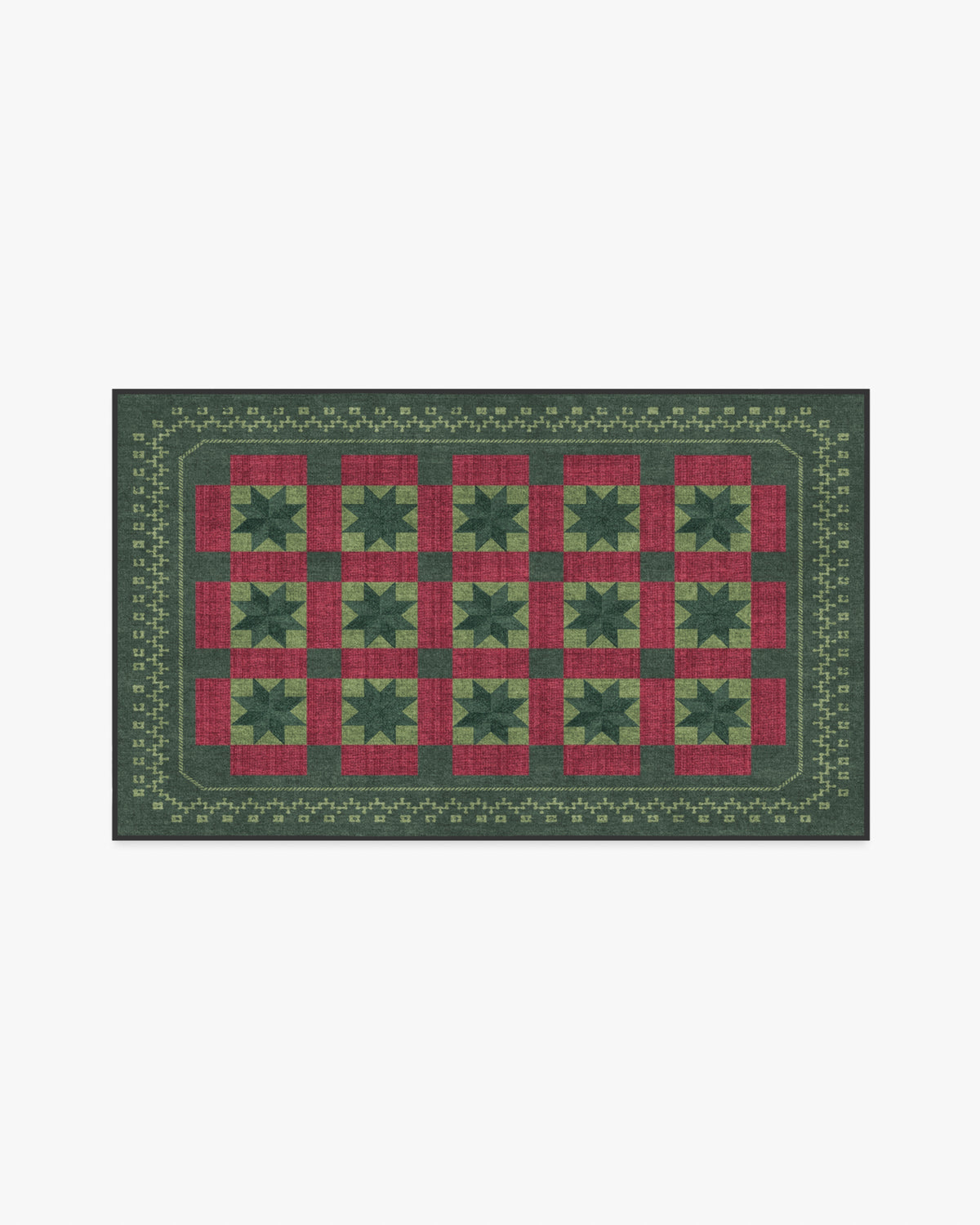 Starling Green & Red Rug