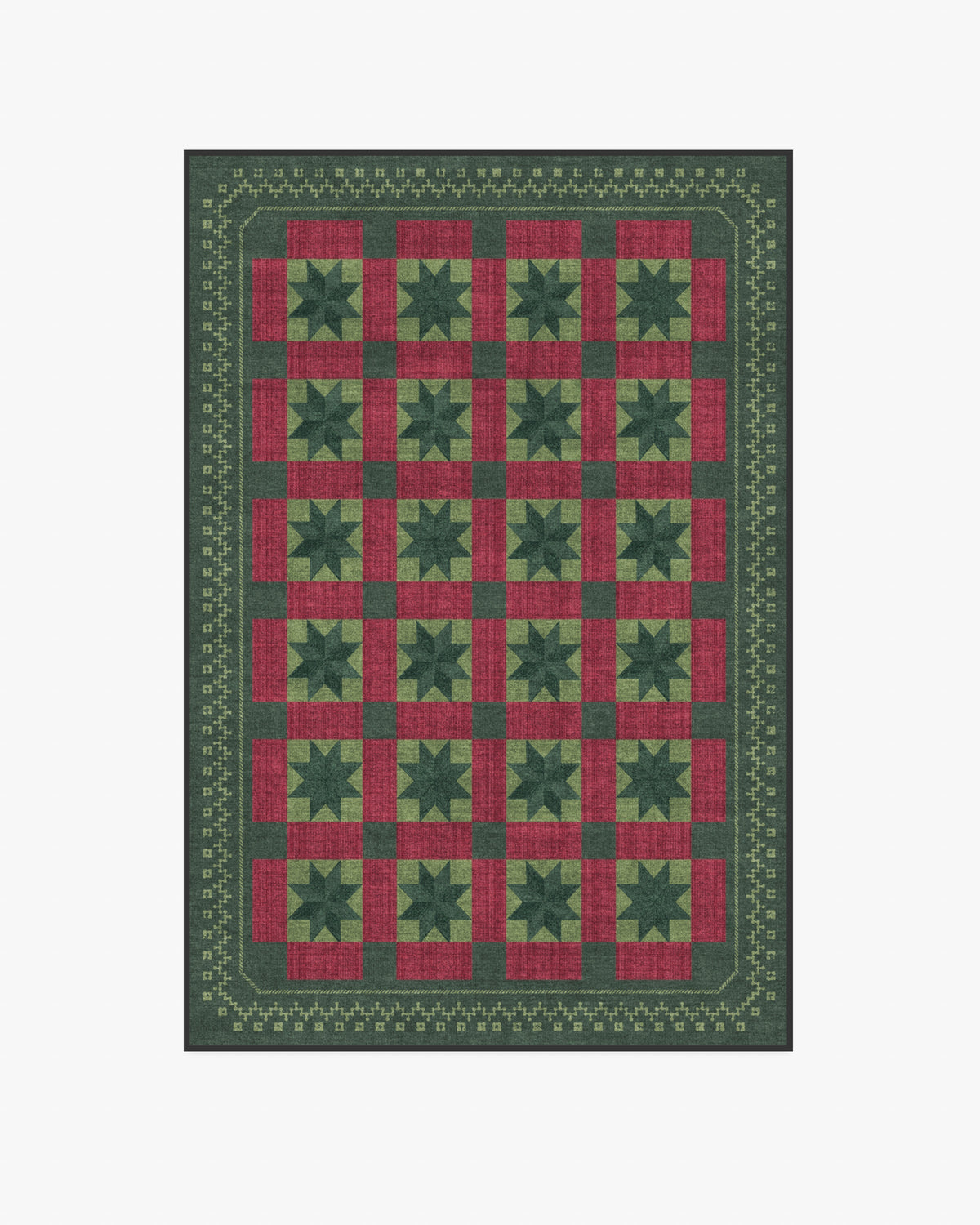 Starling Green & Red Rug