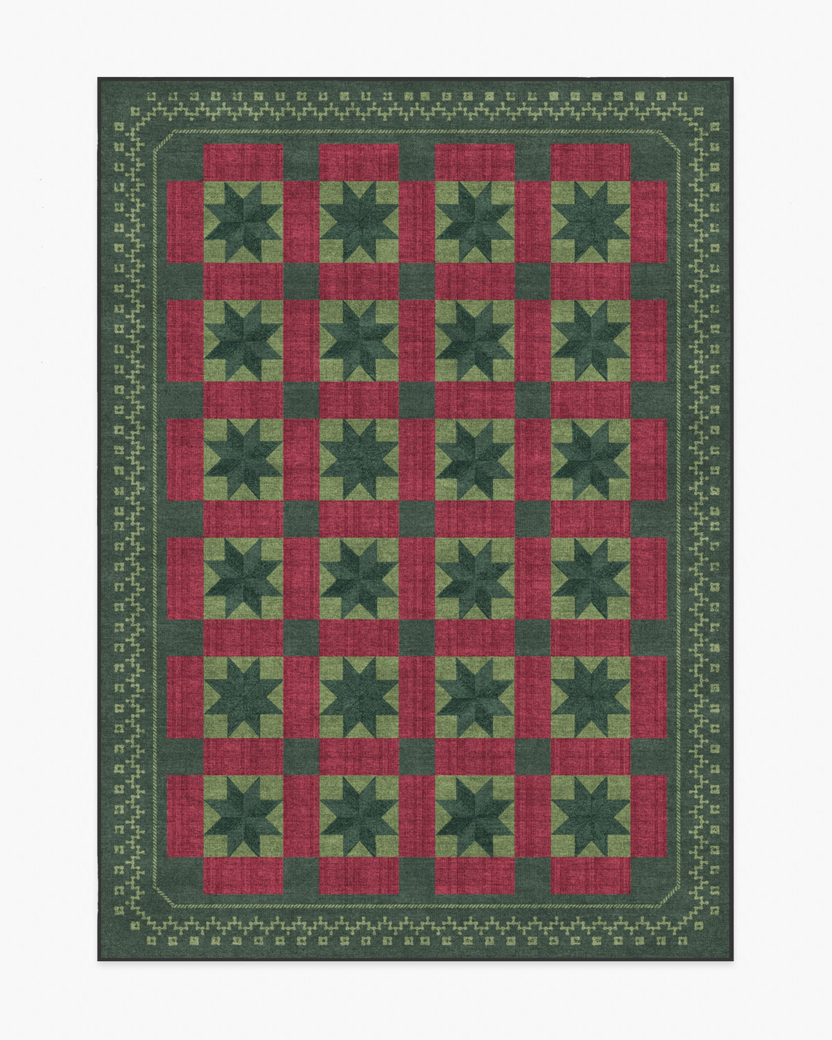 Starling Green & Red Rug