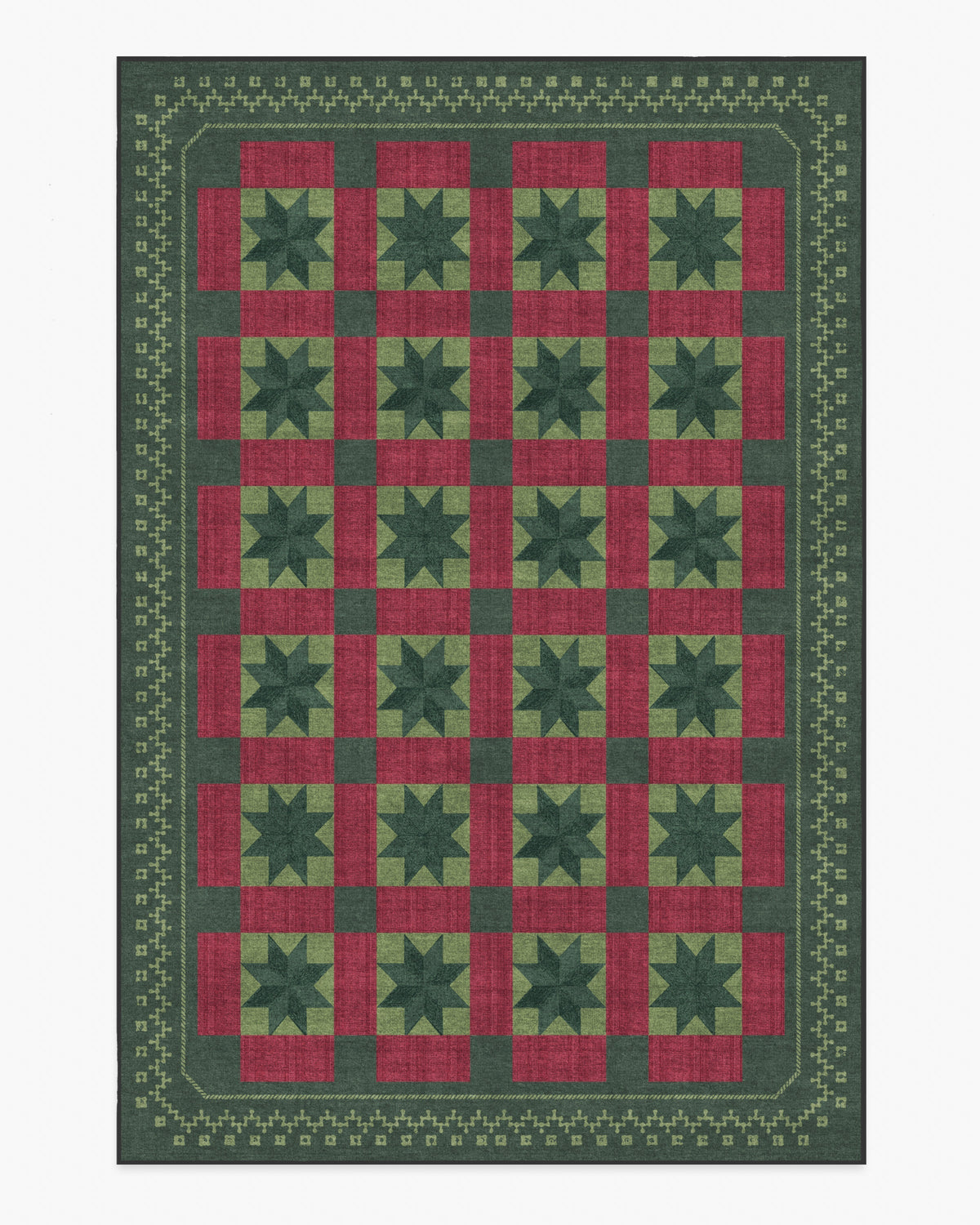 Starling Green & Red Rug