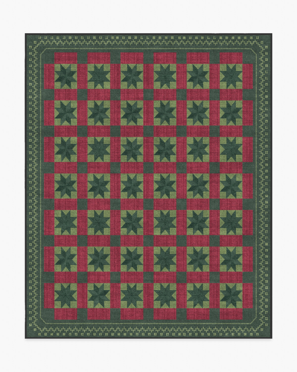 Starling Green & Red Rug