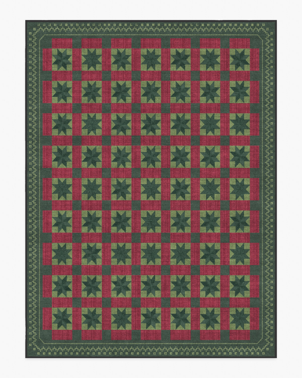 Starling Green & Red Rug