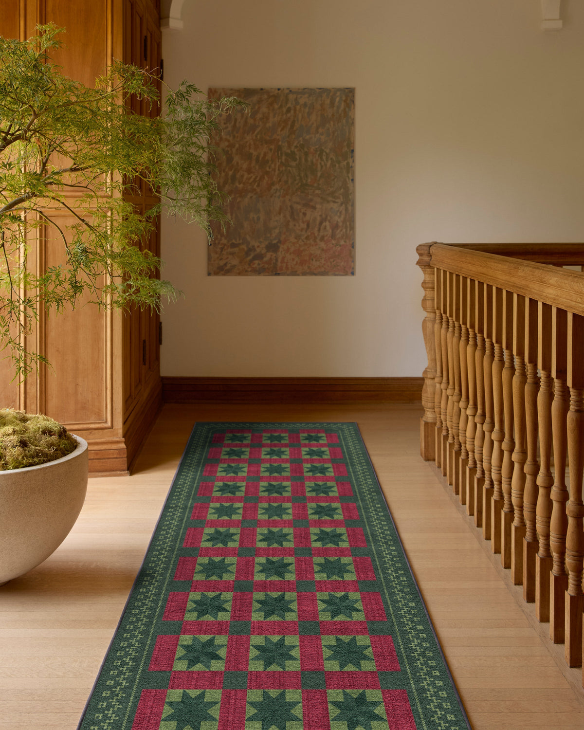 Starling Green & Red Flatwoven Rug