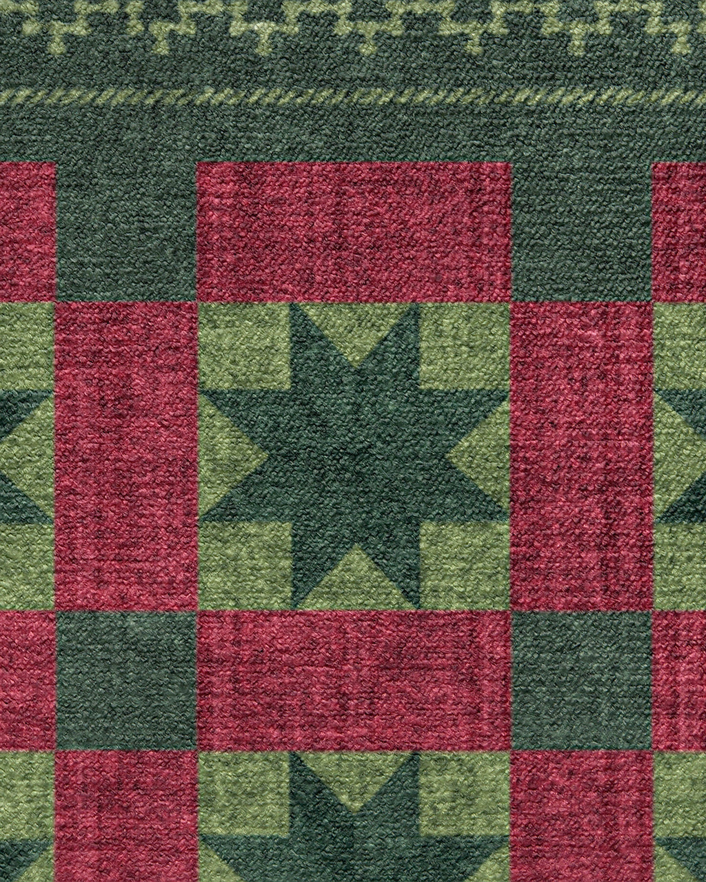 Starling Green & Red Rug