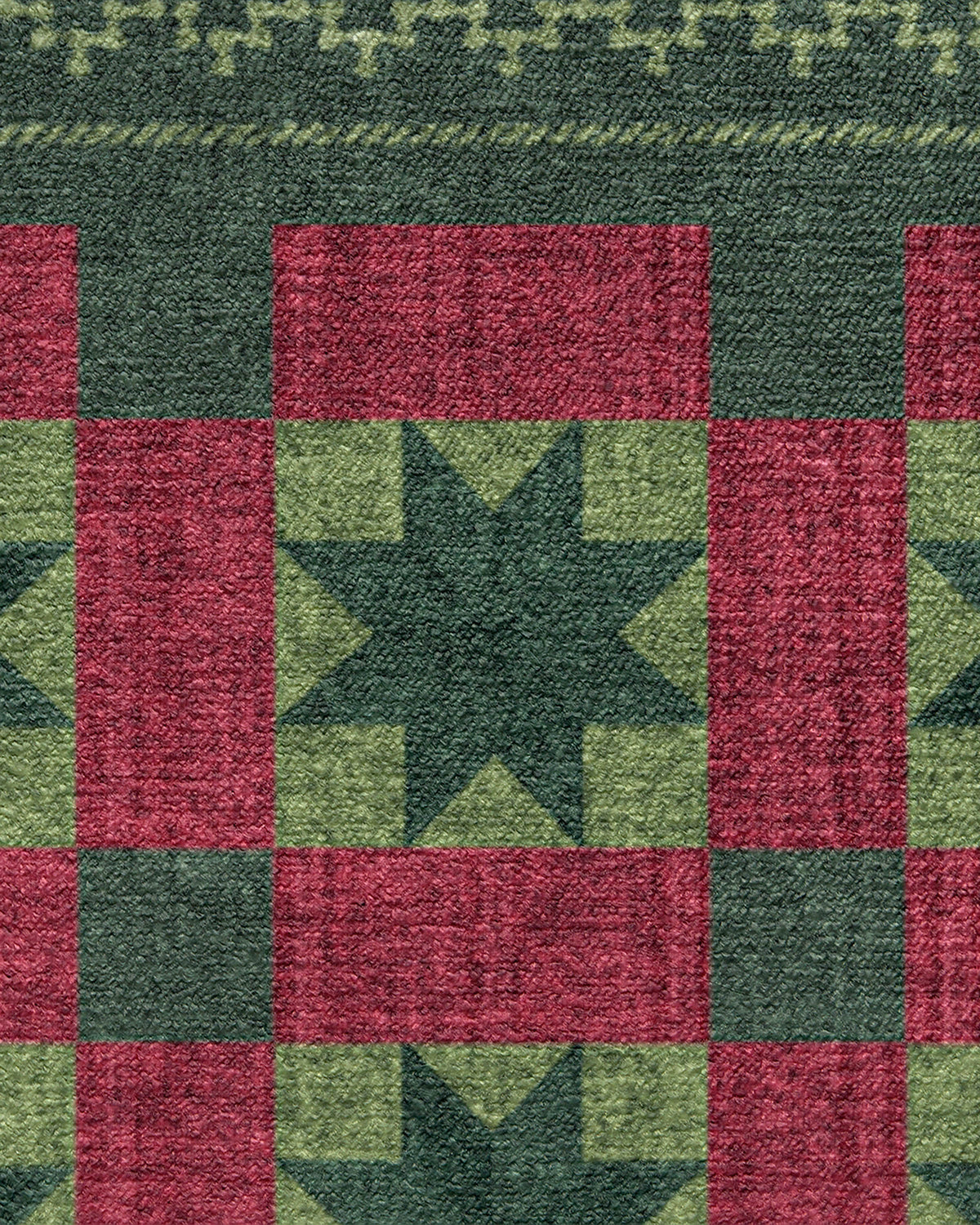 Starling Green & Red Rug