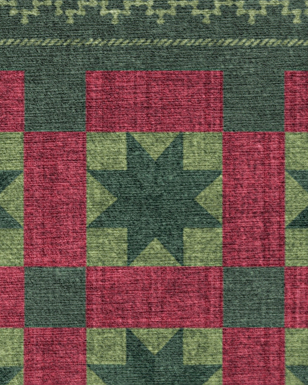 Starling Green & Red Flatwoven Rug