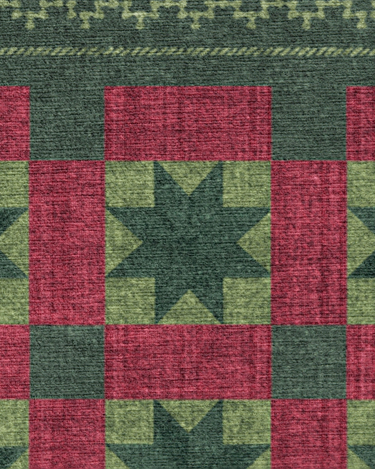 Starling Green & Red Flatwoven Rug