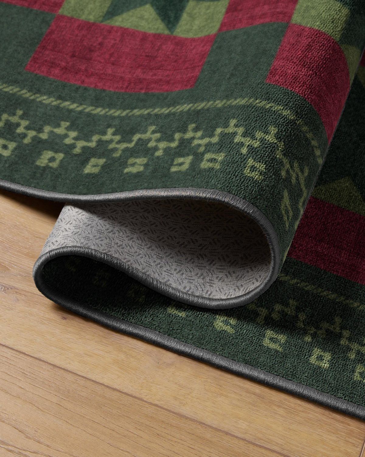 Starling Green & Red Rug