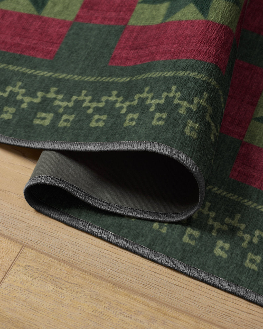 Starling Green & Red Flatwoven Rug