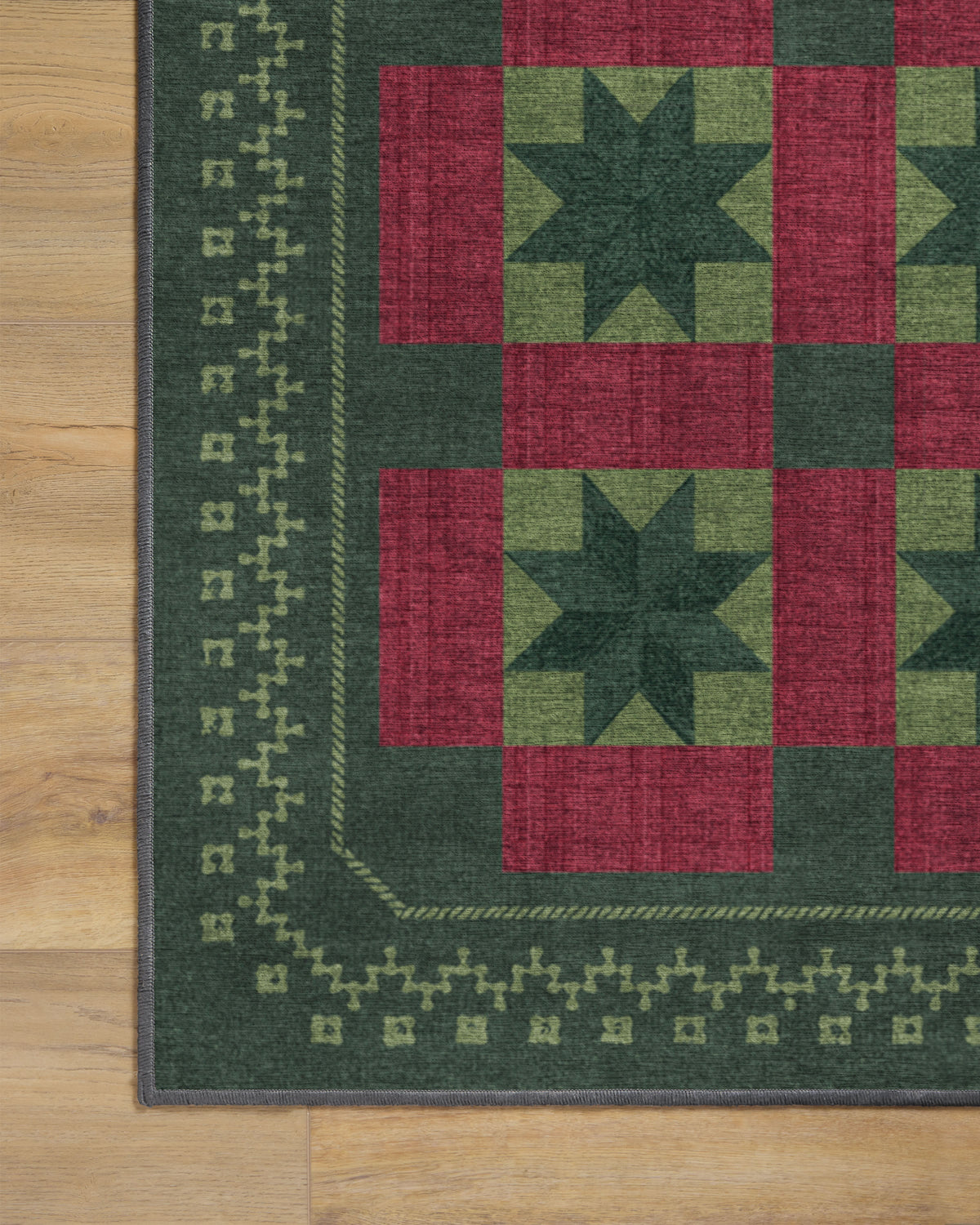 Starling Green & Red Flatwoven Rug