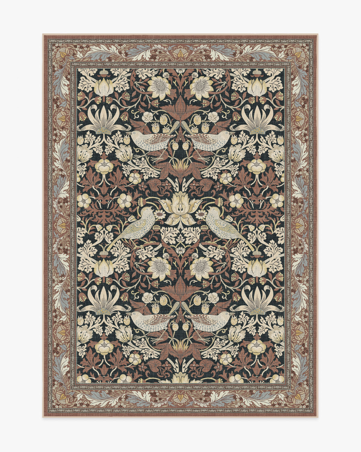 Strawberry Thief Black & Amber Rug by Morris & Co.